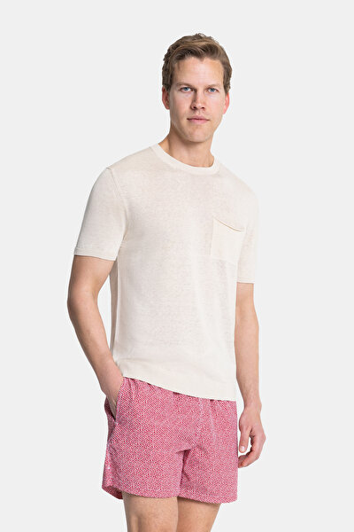 KIRMIZI GEOMETRİK DESENLİ LASTİKLİ MAYO 3