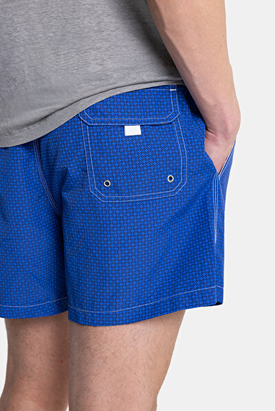 DARK BLUE MICRO PATTERNED ELASTIC SWIMSUIT 5