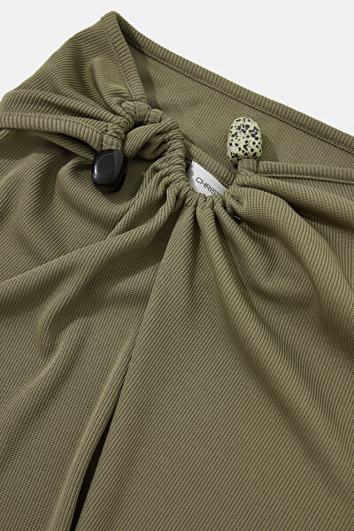 KHAKI METAL SKIRT 5