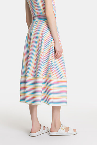 MULTICOLOR STRIPED PATTERNED MIDI SKIRT 4