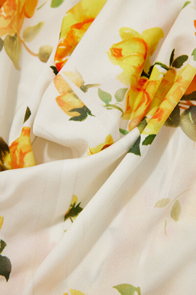 WHITE DESIGN FILLED MIDI DRESS 4