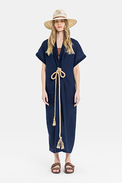 NAVY BLUE LINEN KAFTA 3