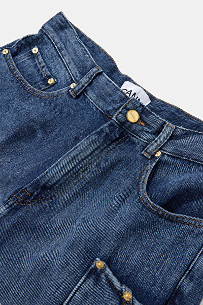 BLUE DESIGN FILLED SHORTS 3