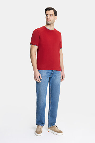 RED BASIC / ROUND NECKLINE SHORT SLEEVE TSHIRT 3