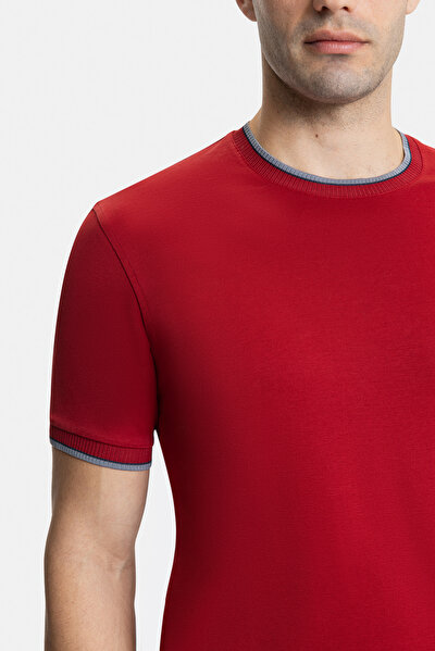 RED BASIC / ROUND NECKLINE SHORT SLEEVE TSHIRT 4