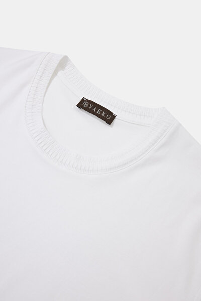 BEYAZ O YAKA UZUN KOLLU T-SHIRT 3
