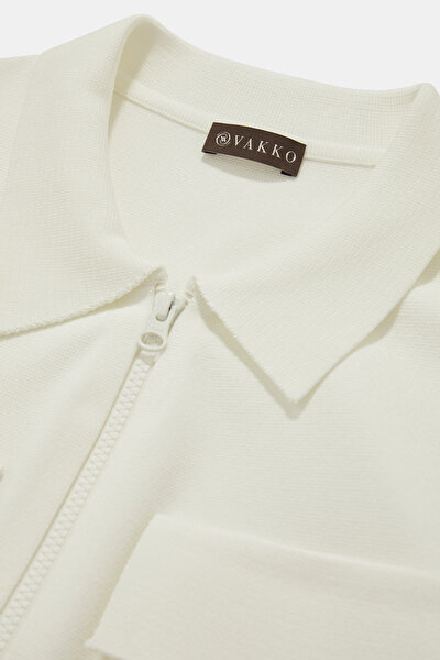 ECRU POLO NECK JACKET 3