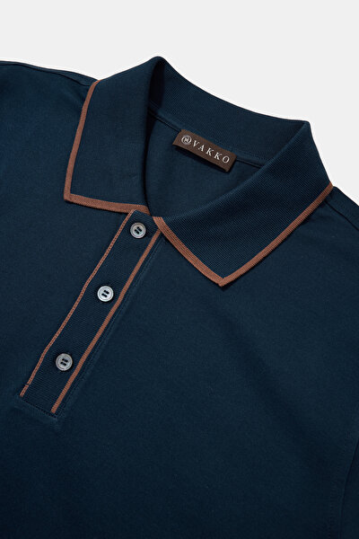 NAVY BLUE POLO NECK SHORT SLEEVE TSHIRT 3