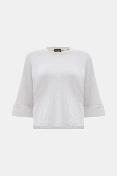 GREY BASIC / ROUND NECKLINE 3/4 SLEEVES TSHIRT 5