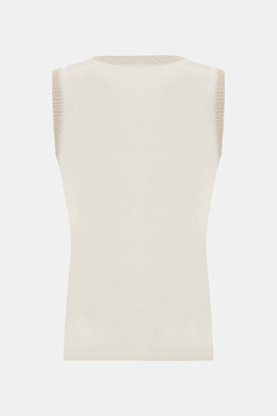 BEIGE CLEAVAGE SLEEVELESS TSHIRT 5