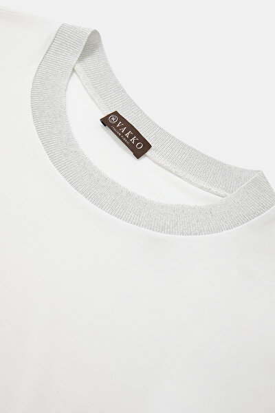 WHITE BASIC / ROUND NECKLINE 3/4 SLEEVES TSHIRT 3