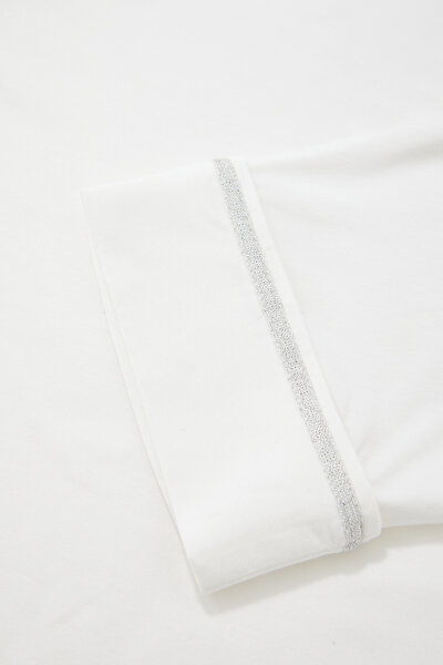 WHITE BASIC / ROUND NECKLINE 3/4 SLEEVES TSHIRT 4