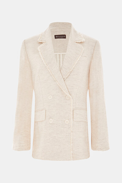 BEIGE SURPLICE NECKLINE (CROSS-OVER NECKLINE) JACKET 9