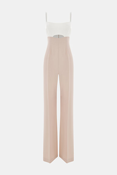 ECRU POWDER SQUARE SLEEVELESS SUSPENDER JUMPSUIT 5