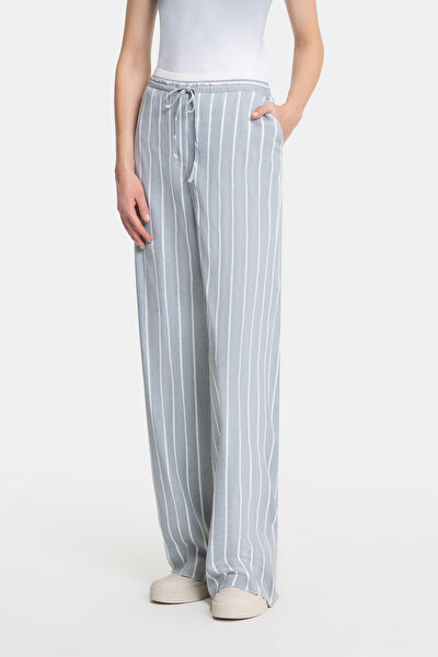 ECRU STRIPED WIDE LEG TROUSERS 3