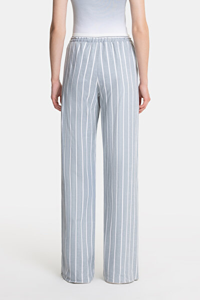 ECRU STRIPED WIDE LEG TROUSERS 4