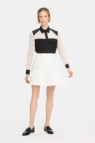 ECRU PLEATED ABOVE THE KNEE SKIRT 4