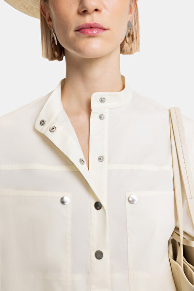 CREAM MANDARIN COLLAR LONG SLEEVE BLOUSE 4