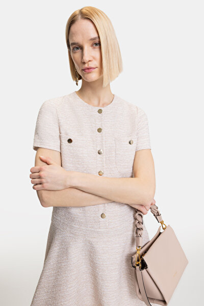 ECRU SHORT SLEEVE ABOVE THE KNEE DRESS 4