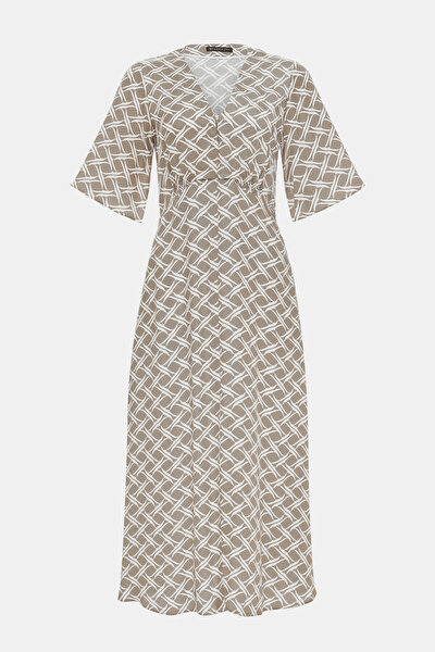 ECRU SHORT SLEEVE MIDI DRESS 5
