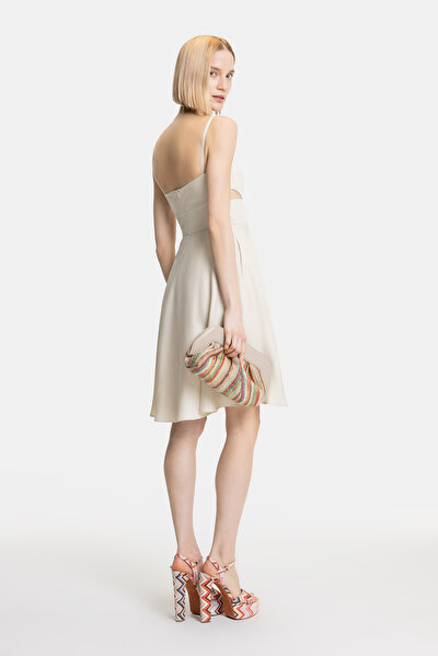 CREAM SLEEVELESS SUSPENDER ABOVE THE KNEE DRESS 3