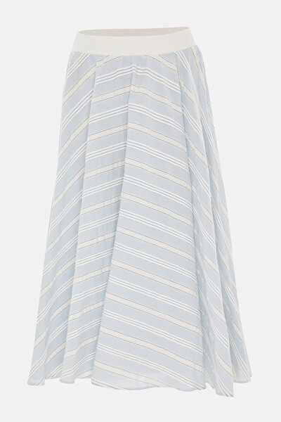 ECRU STRIPED PATTERNED BELOW THE KNEE SKIRT 5