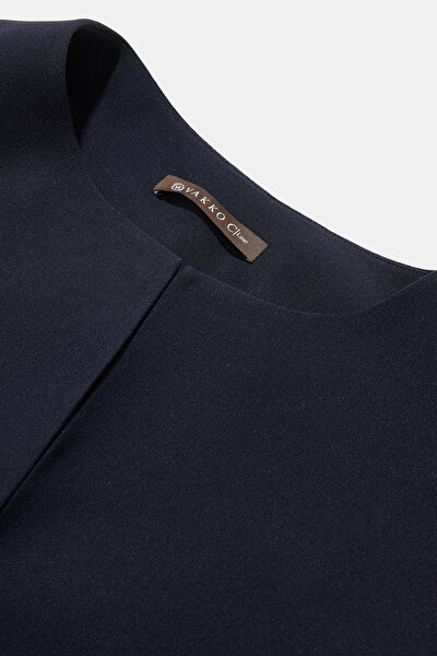 DARK NAVY BLUE BASIC / ROUND NECKLINE JACKET 3