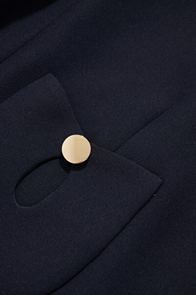DARK NAVY BLUE BASIC / ROUND NECKLINE JACKET 4