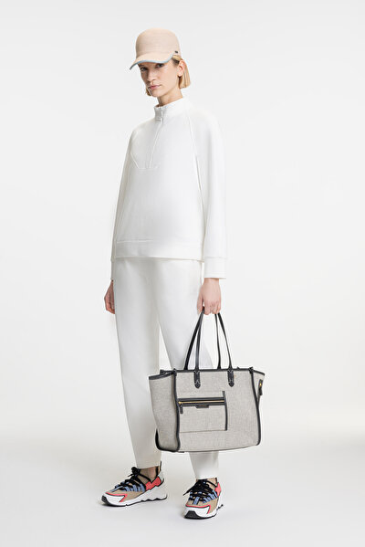 ECRU UPRIGHT COLLAR SWEATSHIRT 3
