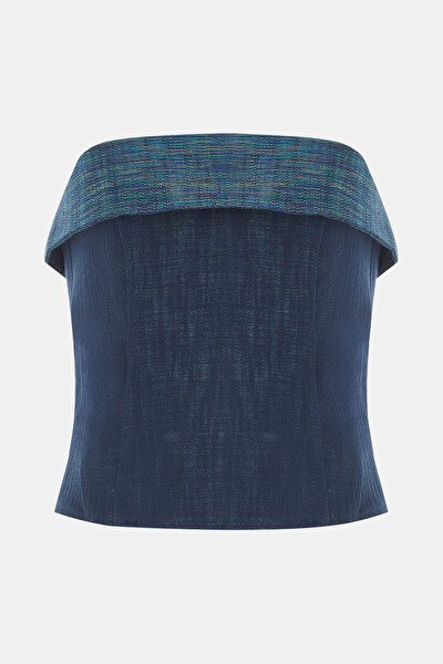 NAVY BLUE CLEAVAGE BLOUSE 4
