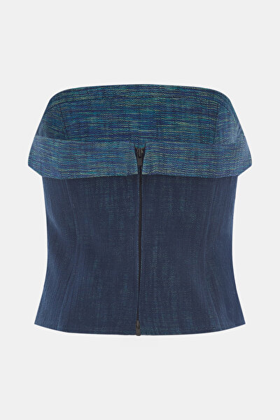 NAVY BLUE CLEAVAGE BLOUSE 5