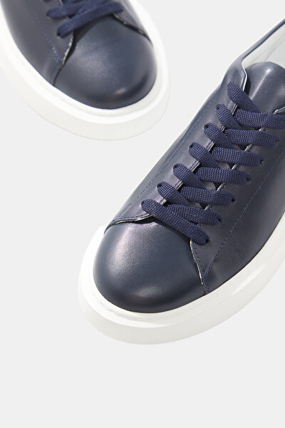 NAVY BLUE LEATHER SNEAKER 4