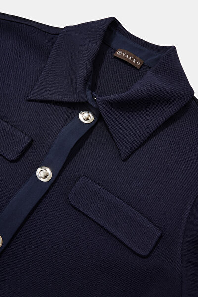 NAVY BLUE POLO NECK JACKET 3