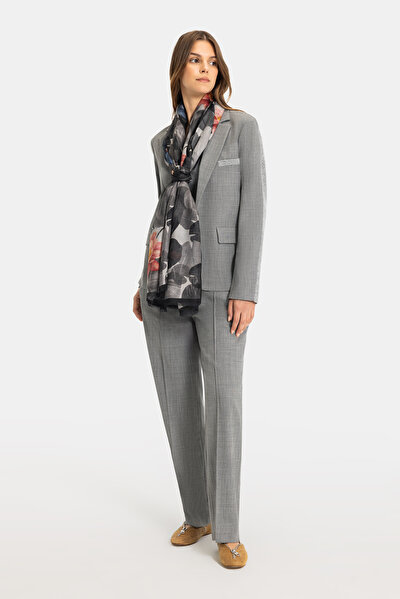 ANTHRACITE FLORAL PATTERN WOOL/SILK SHAWL 3