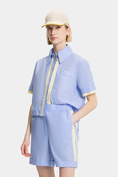 YELLOW ABOVE THE KNEE LINEN COTTON BERMUDA 3