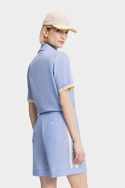 YELLOW ABOVE THE KNEE LINEN COTTON BERMUDA 4