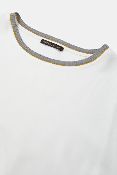ECRU BASIC / ROUND NECKLINE LONG SLEEVE BLOUSE 3