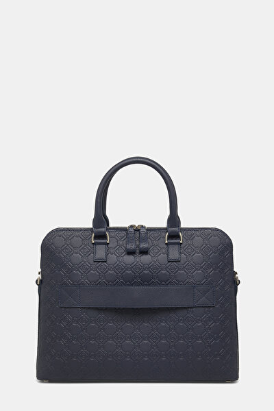NAVY BLUE MONOGRAM LEATHER BAG 4