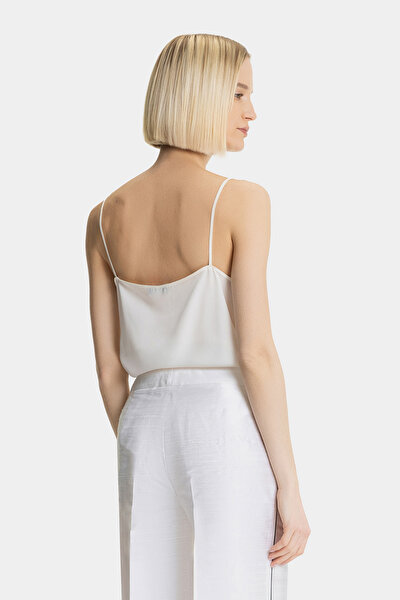 ECRU V NECK SLEEVELESS SUSPENDER BLOUSE 3