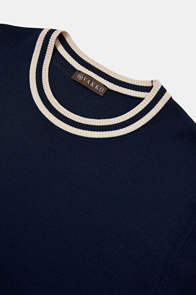NAVY BLUE BASIC / ROUND NECKLINE SHORT SLEEVE TSHIRT 3