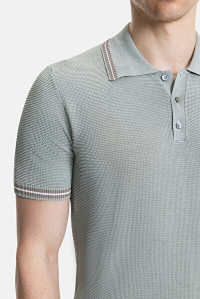 LIGHT GREEN POLO NECK SHORT SLEEVE TSHIRT 3