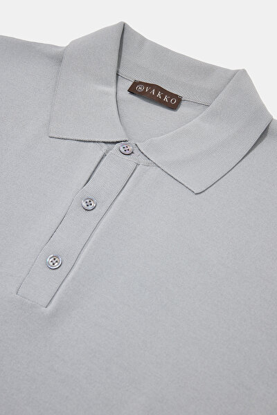 GREY POLO NECK SHORT SLEEVE TSHIRT 3