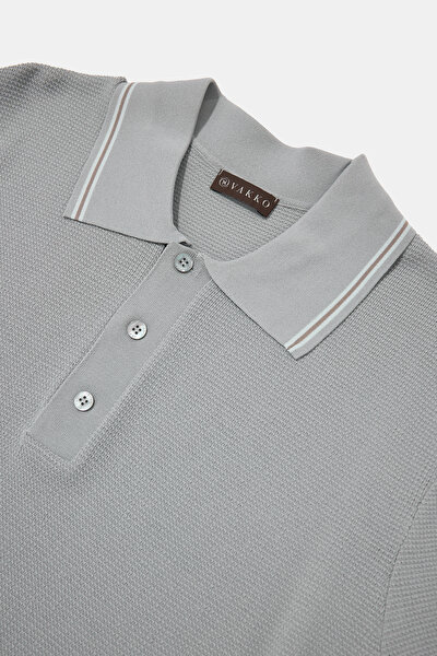 GREY POLO NECK SHORT SLEEVE TSHIRT 3