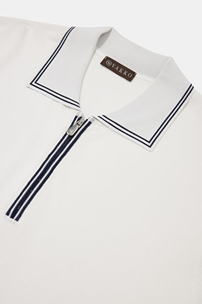ECRU POLO NECK SHORT SLEEVE TSHIRT 3