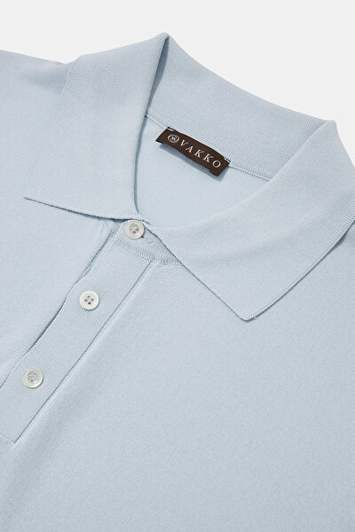 LIGHT BLUE POLO NECK SHORT SLEEVE TSHIRT 3