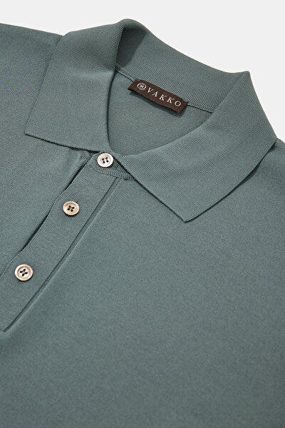DARK GREEN POLO NECK SHORT SLEEVE TSHIRT 3