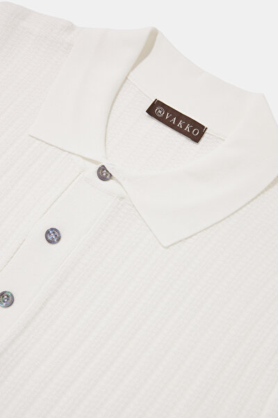 ECRU POLO NECK SHORT SLEEVE TSHIRT 3