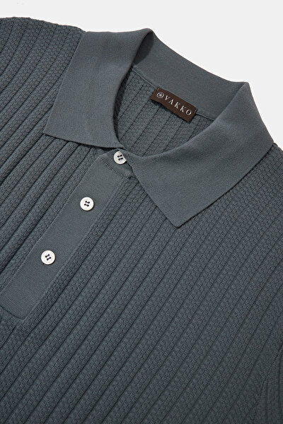 DARK GREY POLO NECK SHORT SLEEVE TSHIRT 3