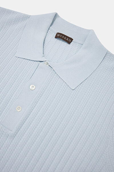 LIGHT BLUE POLO NECK SHORT SLEEVE TSHIRT 3