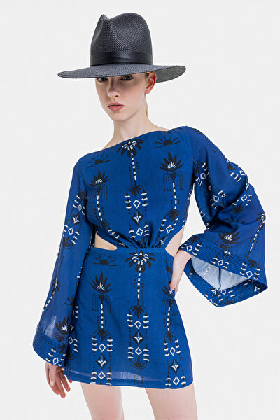 BLUE LONG SLEEVE MINI DRESS 3